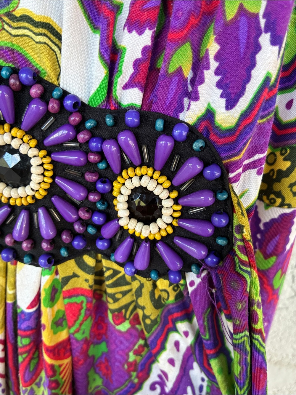 Designer ICE Purple Paisley Multicolor Floral Maxi Dress 12 - Picture 6 of 10
